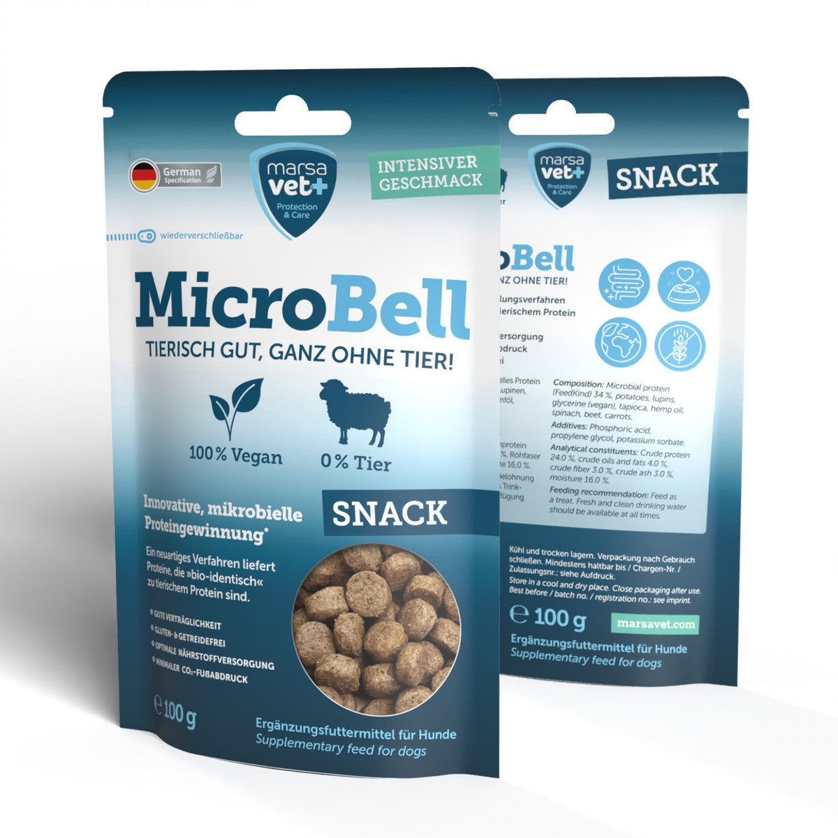 Marsavet MicroBell Snack – Vegane Hundesnacks / Leckerlis mit mikrobiellem Protein – 100g, Bild 4