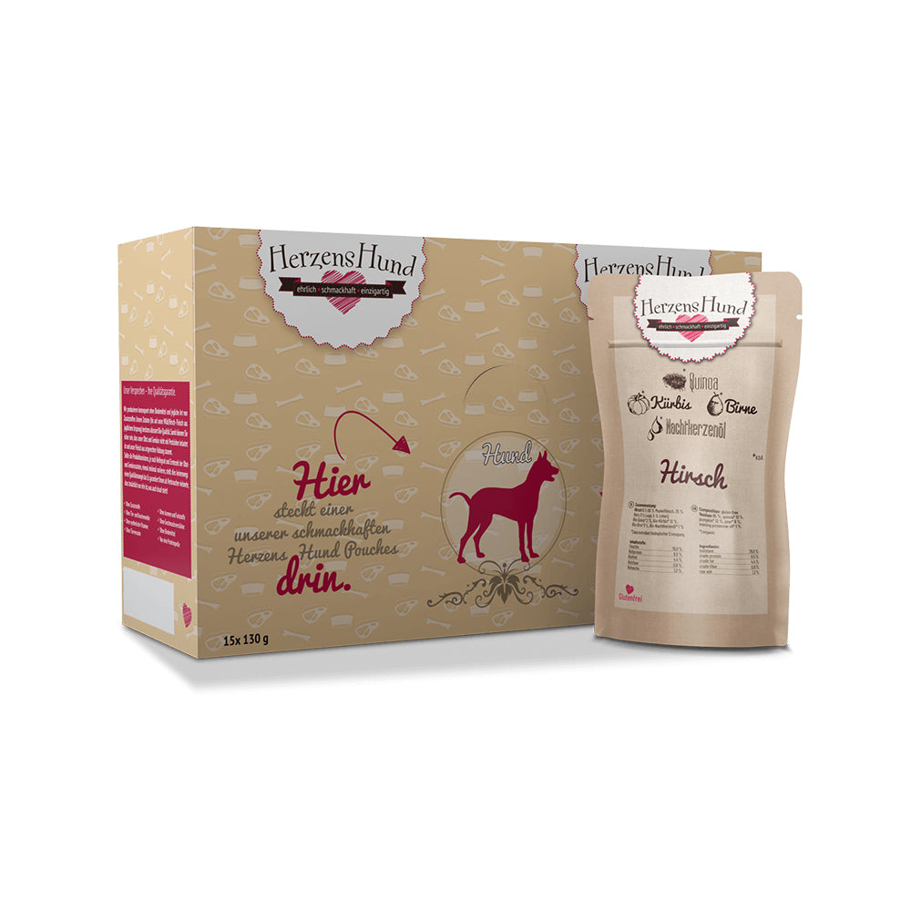 HerzensHund Hirsch mit Quinoa -glutenfrei- für Hunde – Nassfutter