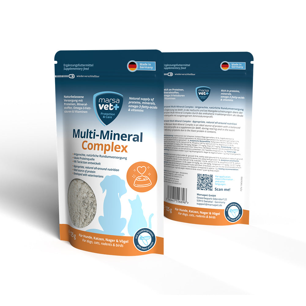Marsavet Multi-Mineral Complex Pulver - Naturbelassene Versorgung für Hunde, Katze und andere Haustiere - 125 g – Ergänzungsf