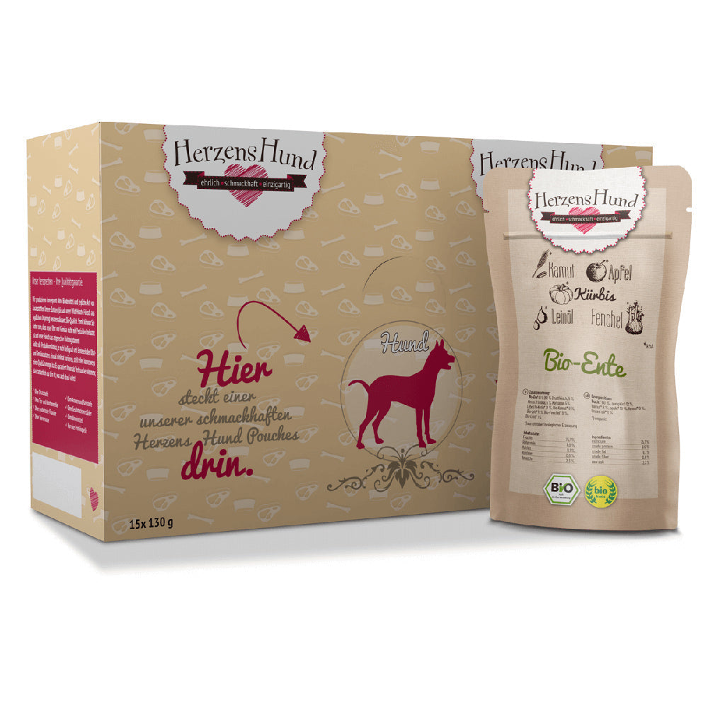 HerzensHund Bio-Ente mit Bio Gemüse für Hunde – Nassfutter