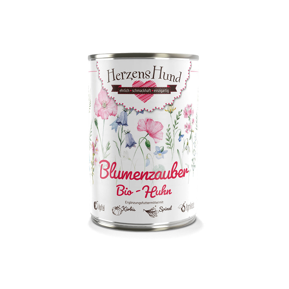 HerzensHund Blumenzauber - Bio-Huhn mit Bio-Apfel für Hunde – Nassfutter, Bild 4