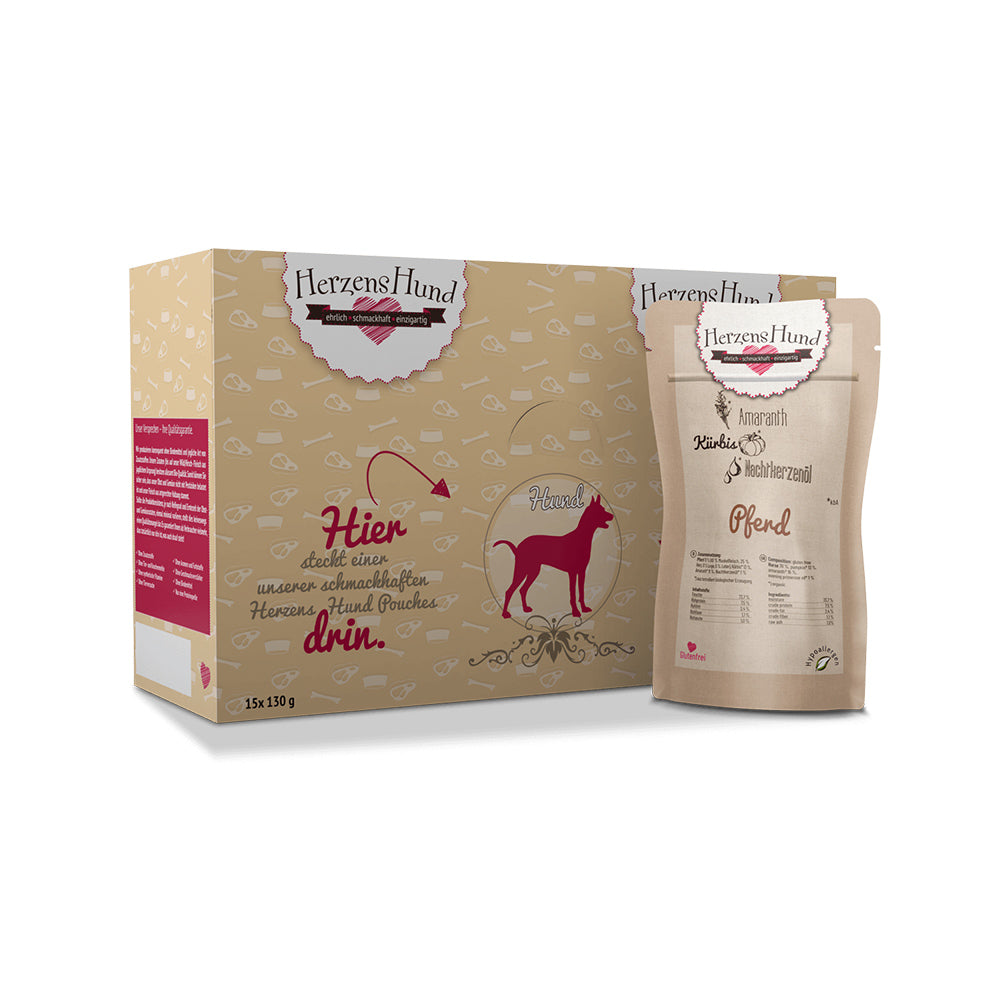 HerzensHund Pferd mit Amaranth - glutenfrei & hypoallergen - für Hunde – Nassfutter
