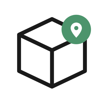 Package containing location pin, shipped from Switzerland