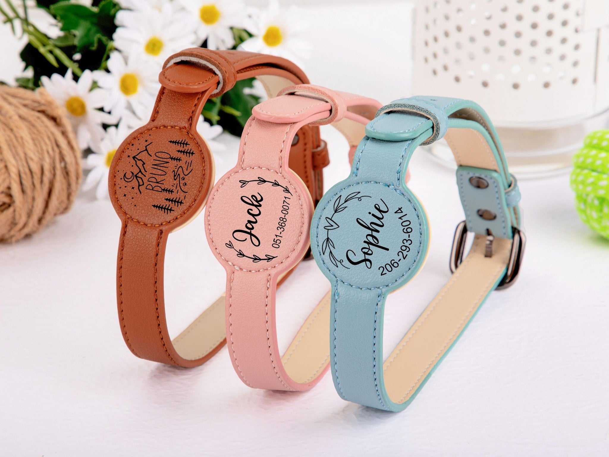 VicoTrack AirTag-Halsband mit Gravur (personalisierbar), Hundehalsband in den Grössen S (32cm) bis L (61.5cm)